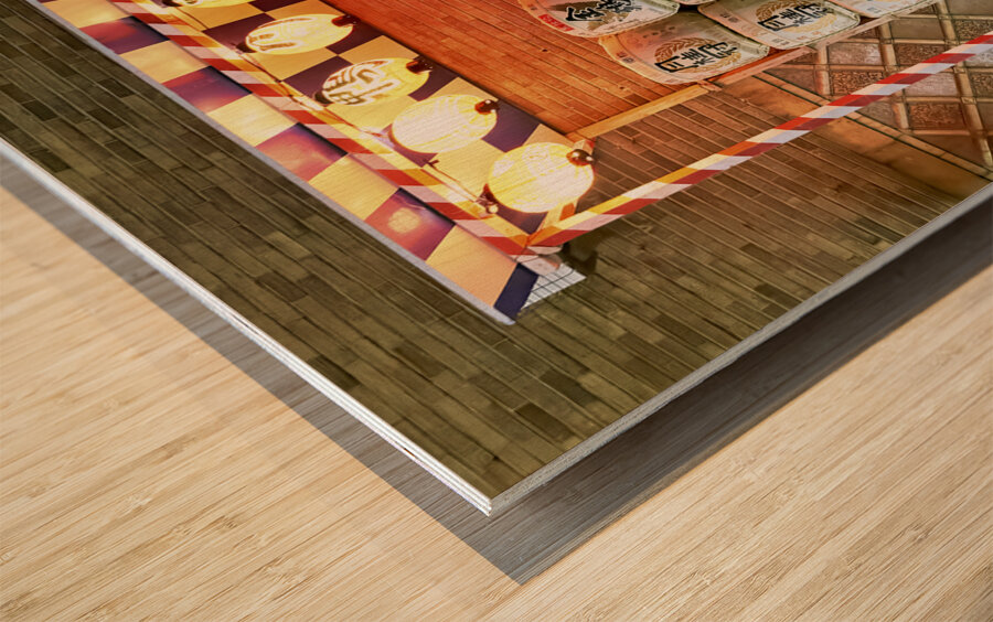 Japan. Kyoto. Sake barrels at Gion district Wood print