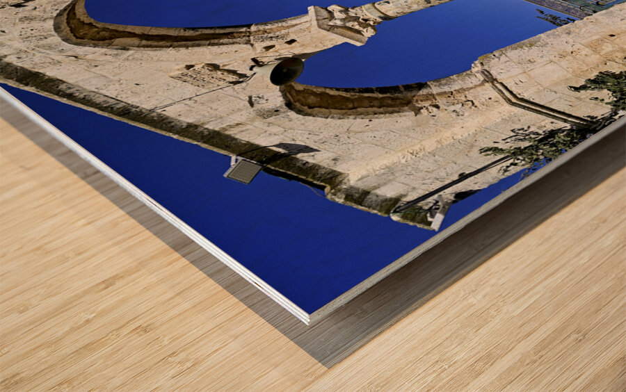 Jerusalem Israel. Dome of the rock mosque at Temple Mount Wood print