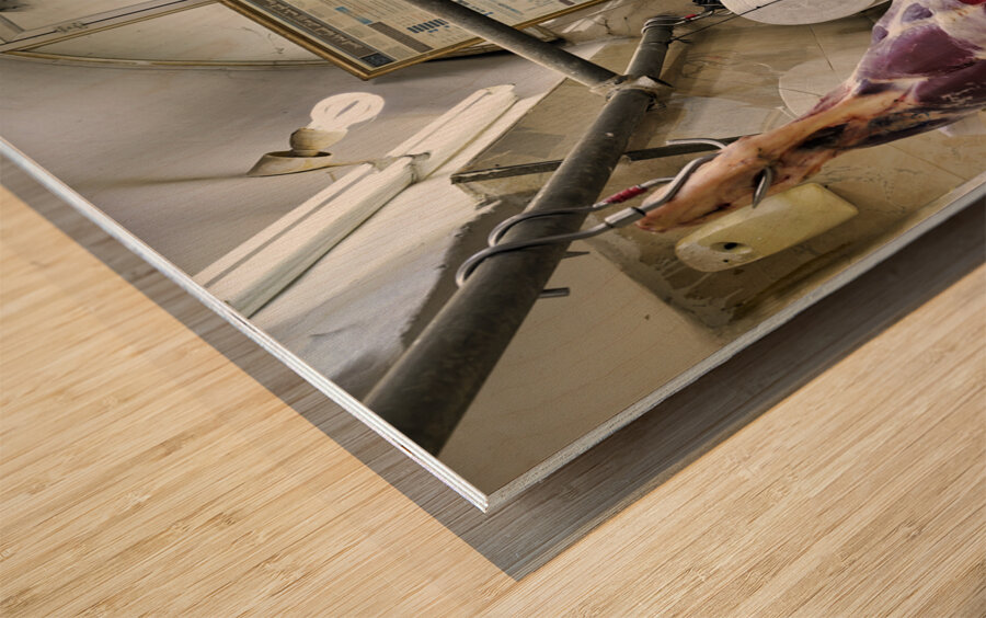 Jerusalem Israel. Butcher in the souq of the old city Wood print