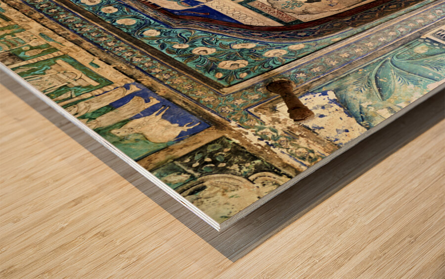 India Rajasthan Bundi. Decorations and paintings at Taragarh Fort Wood print