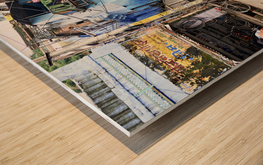 India Rajasthan Bundi. Decorated painted house Wood print