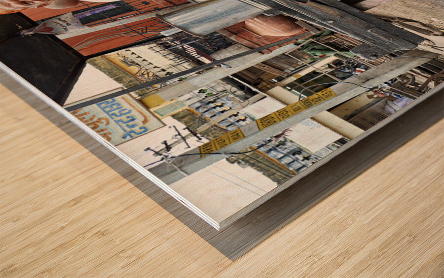 India Rajasthan Bundi. Portrait of an old man seated on a carty Wood print