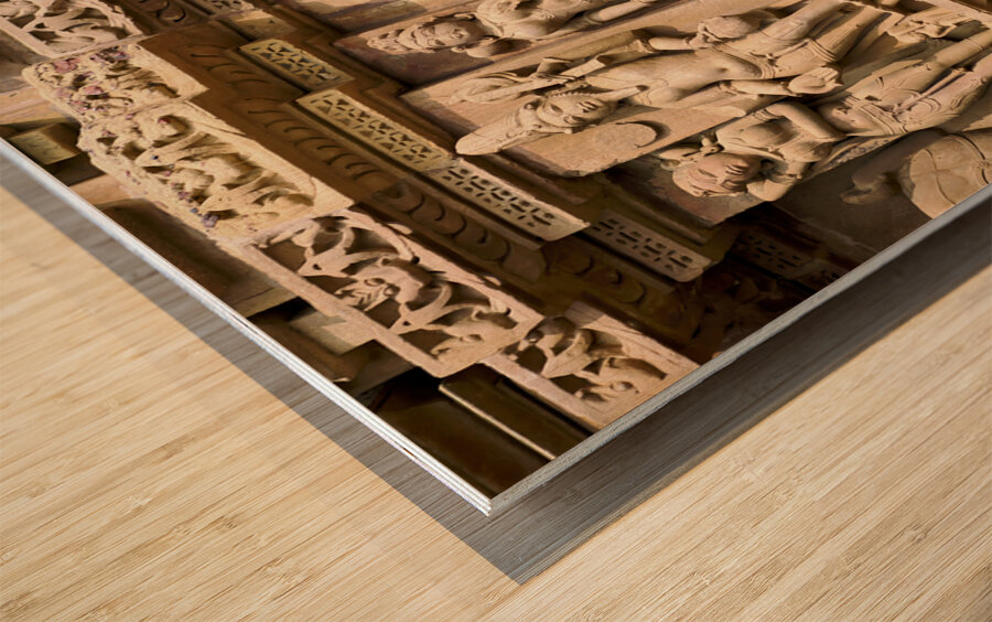 India Madhya Pradesh Khajuraho. The hindu erotic temples Wood print