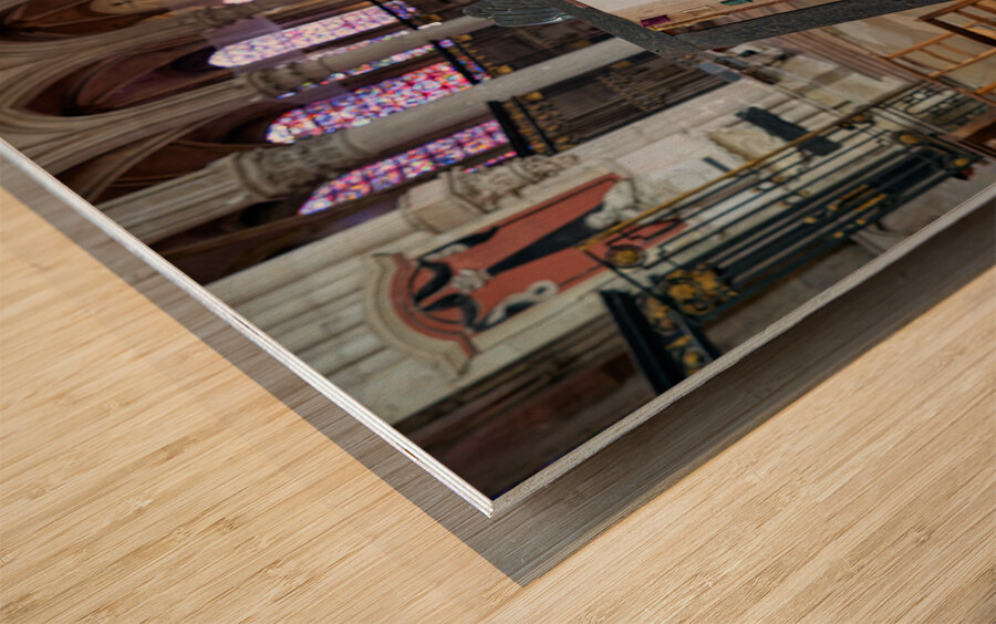 Auxerre Cathedral Saint Etienne. Burgundy France. The Holy Bible at the Altar Wood print