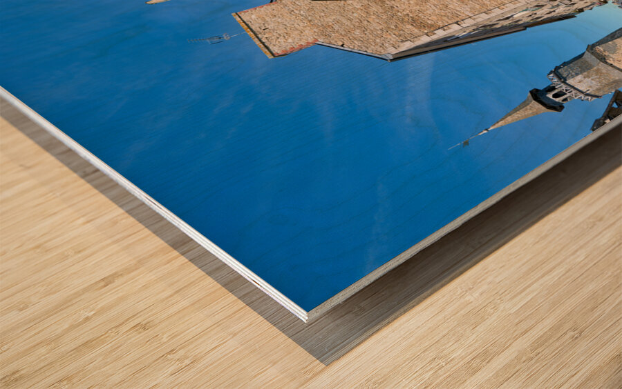 Dinan Brittany France. Maison de la Harpe and Tour de lHorloge Wood print