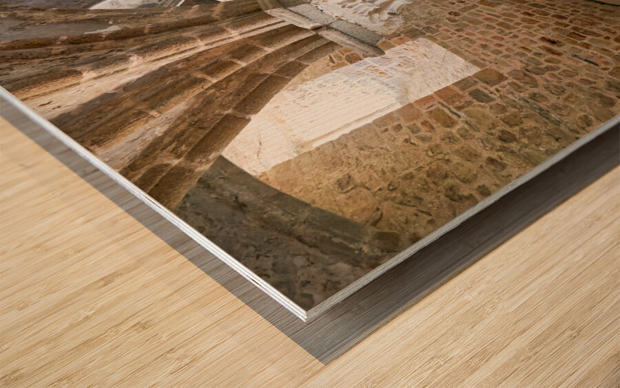 Mont Saint Michel Normandy France. The interior of the abbey. Promenoir des Moines Wood print