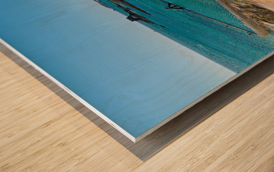 Saint Malo Brittany France. Sunbathers at plage du Mole Mole beach Wood print