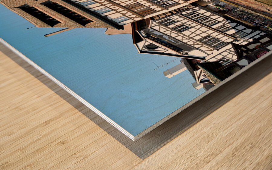 Strasbourg Alsace France. The coloured timber framed houses in Petit France district Wood print