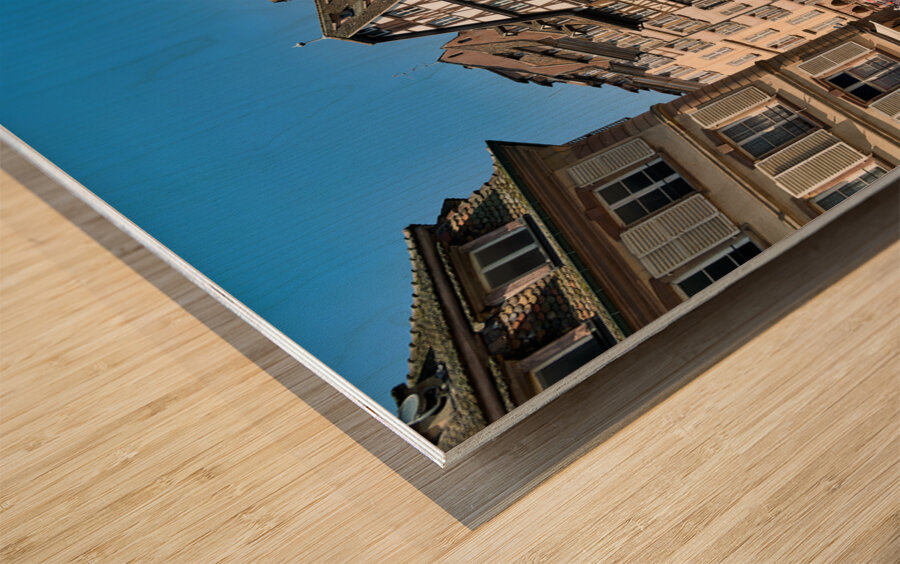 Strasbourg Alsace France. The coloured timber frame houses in Place du Chateau Wood print