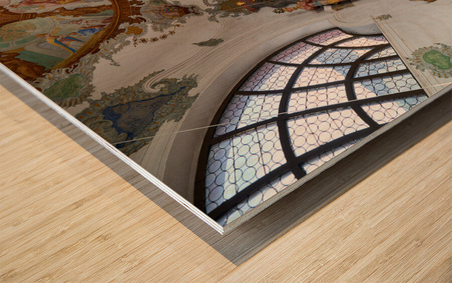 Germany Bavaria Romantic Road. Fussen. Heilig-Geist-Spitalkirche Holy Spirit Hospital Church Wood print