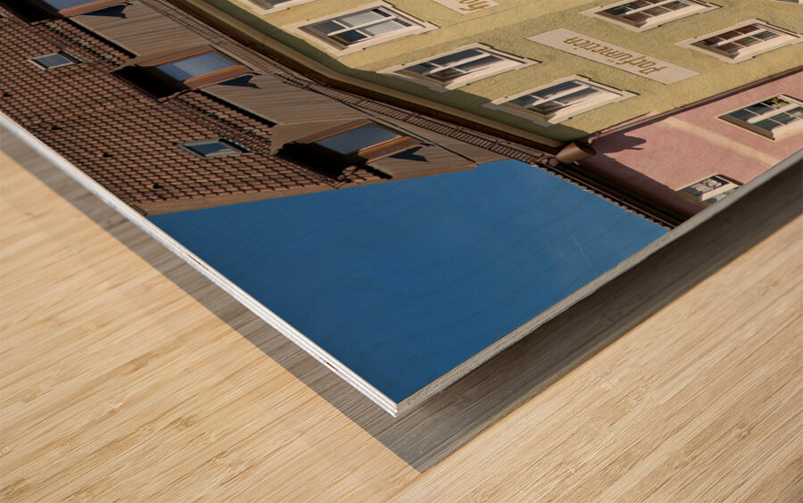 Germany Bavaria Romantic Road. The historical buildings of Fussen. Wood print