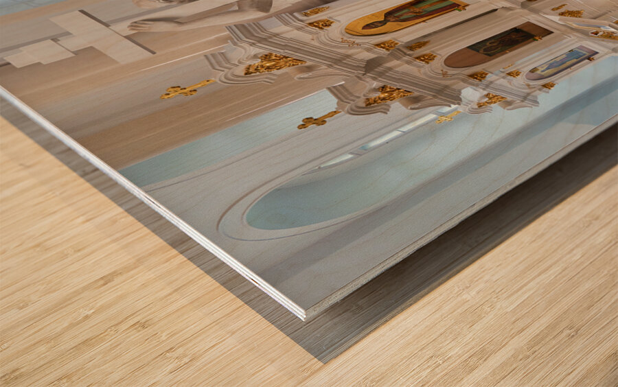 St. Petersburg Russia. Smolny Convent or Smolny Convent of the Resurrection is located on Ploschad Rastrelli on the bank of the River Neva in Saint Petersburg Wood print