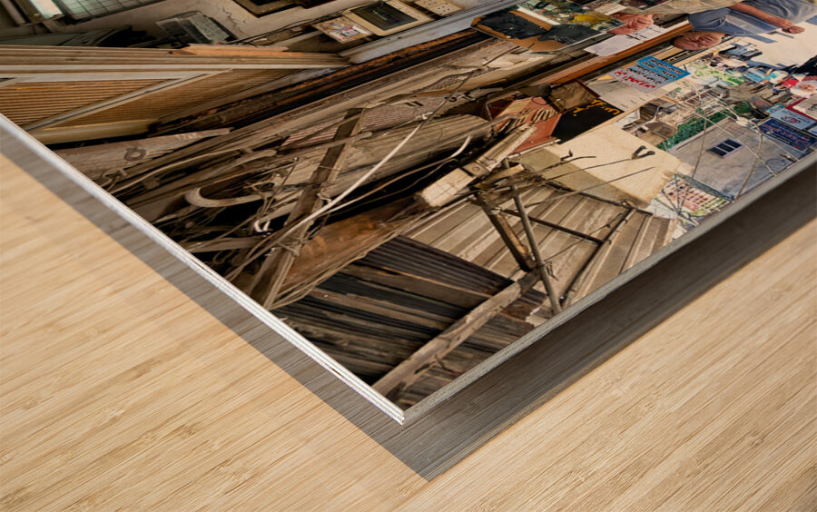 Syria. Damascus. A second hand shop Wood print