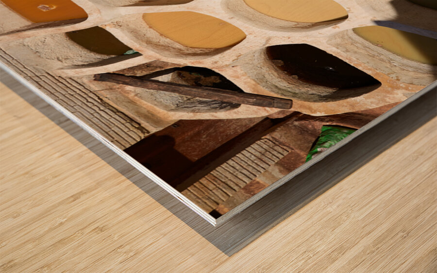 Morocco Fez. Tannery Sidi Moussa in the Medina Wood print