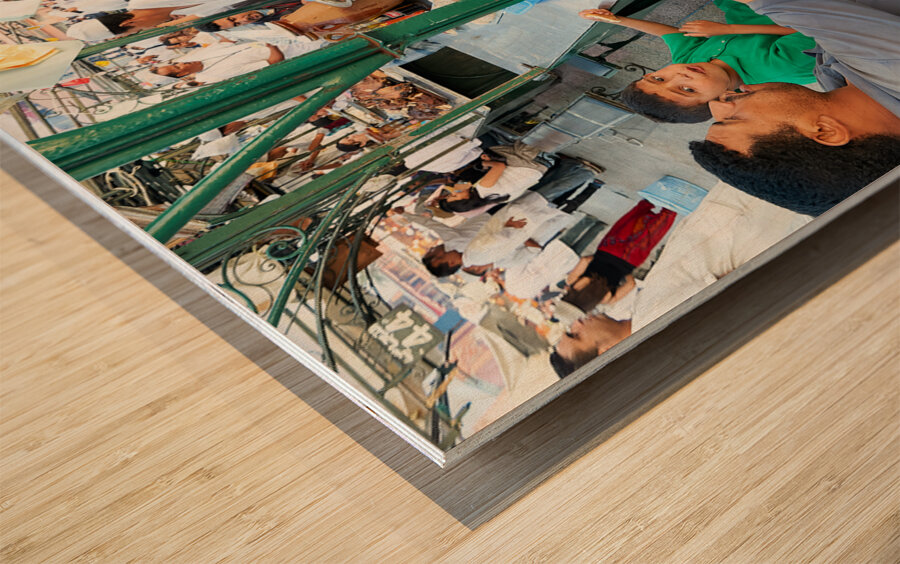 Morocco Marrakesh. Cooked goat heads ready to be served in Djema el Fna square Wood print