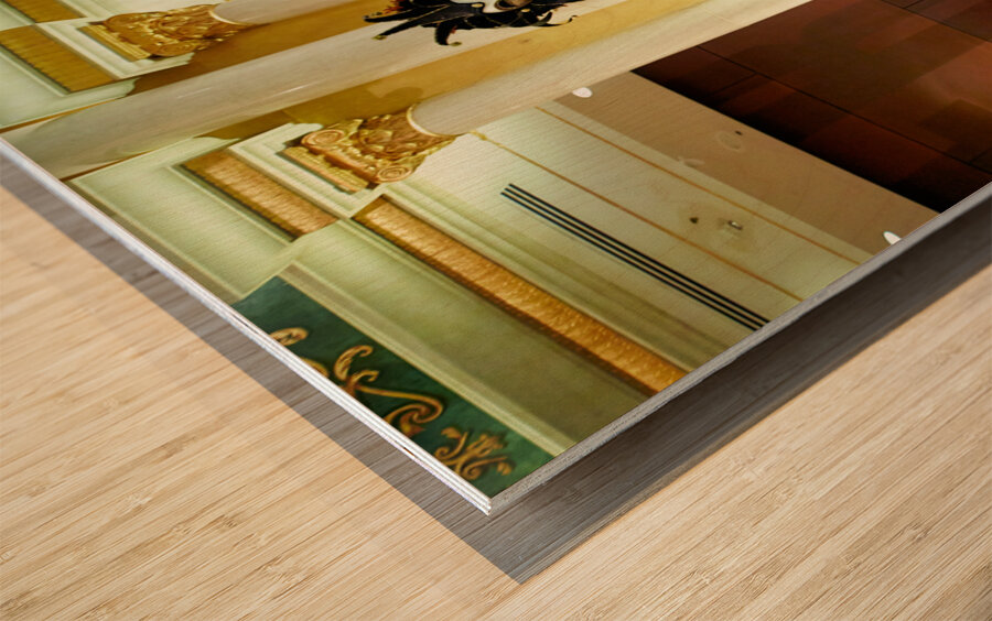 Venetian masks at the lobby of venetian Hotel. Las Vegas Nevada USA Wood print