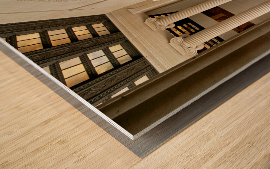 The marble statue of Abraham Lincoln inside the Lincoln Memorial. Washington D.C. Wood print