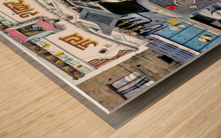 Nepal. Kathmandu. Repairing a truck Wood print