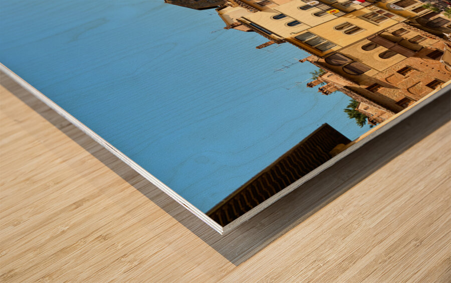 Arezzo Tuscany Italy. A group of people walking in Piazza Grande Wood print
