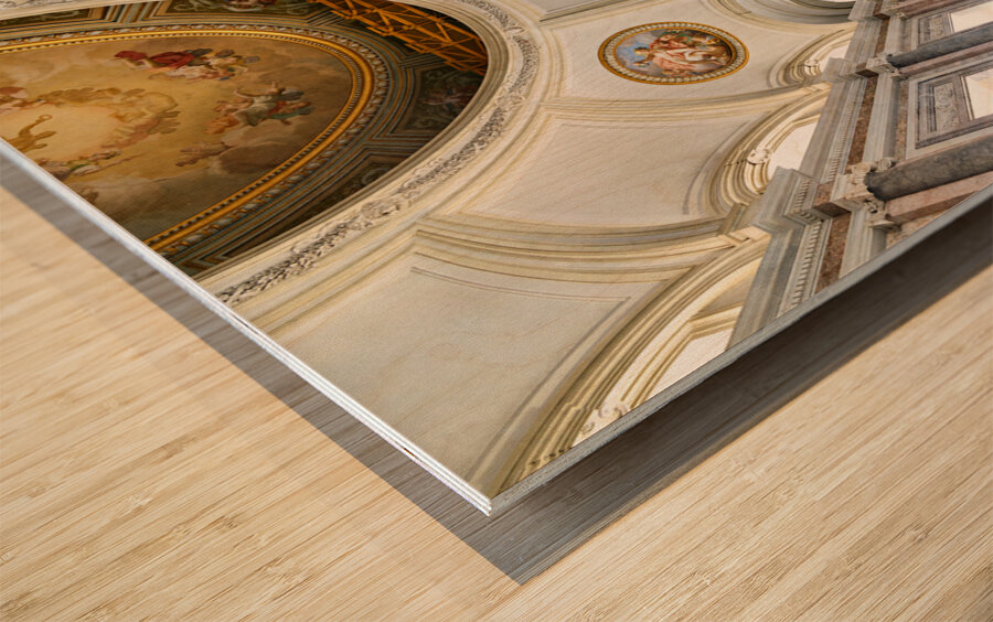 Caserta Campania Italy. The scalone staircase of honour by Luigi Vanvitelli at the Royal Palace Wood print