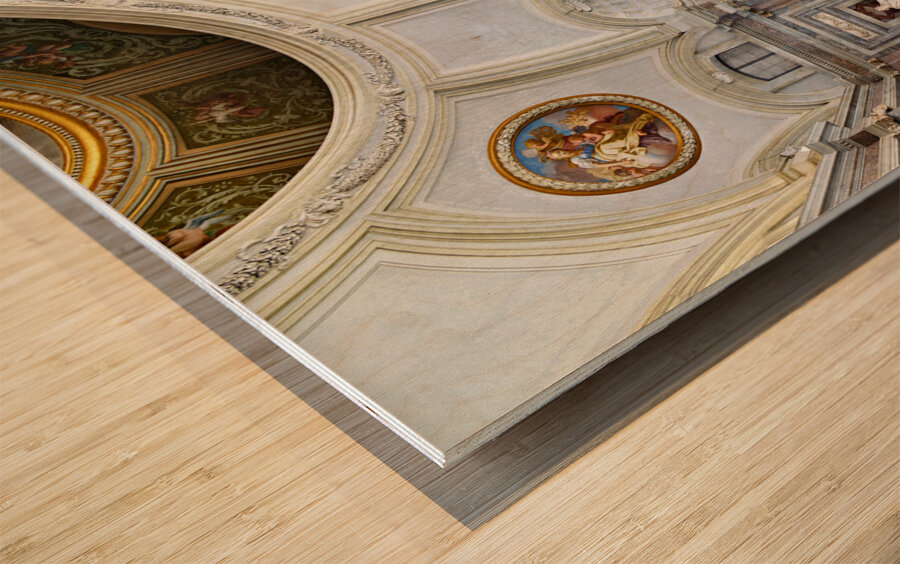 Caserta Campania Italy. The scalone staircase of honour by Luigi Vanvitelli at the Royal Palace Wood print