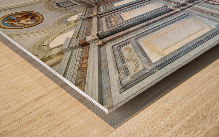 Caserta Campania Italy. The scalone staircase of honour by Luigi Vanvitelli at the Royal Palace Wood print