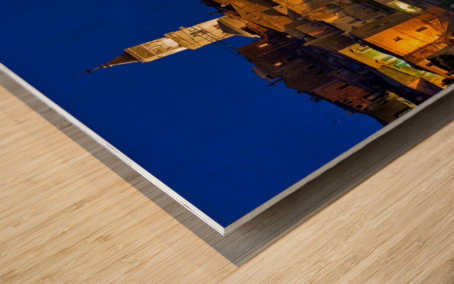 Matera Basilicata Italy. Cityscape ay sunset Wood print