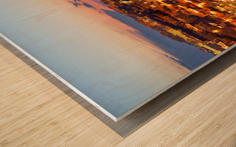 Matera Basilicata Italy. Cityscape. I sassi di Matera at sunset Wood print