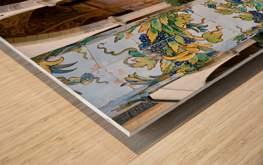 Naples Campania Italy. Santa Chiara Basilica Church. The cloister of the Clarisses Wood print