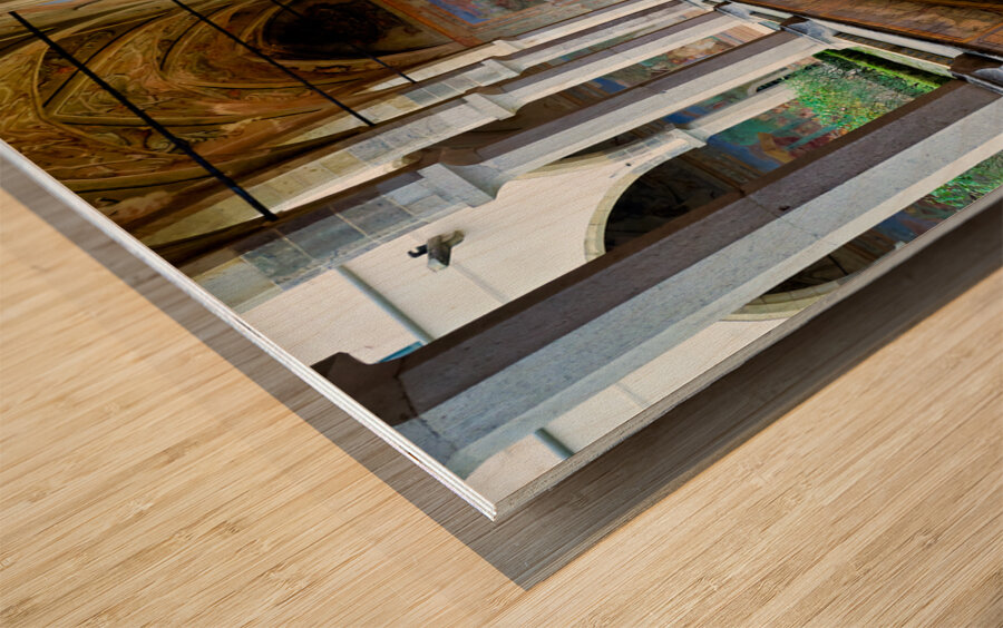 Naples Campania Italy. Santa Chiara Basilica Church. The cloister of the Clarisses Wood print