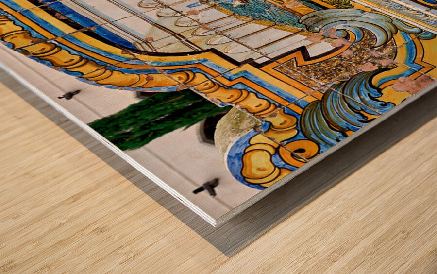 Naples Campania Italy. Santa Chiara Basilica Church. The cloister of the Clarisses Wood print