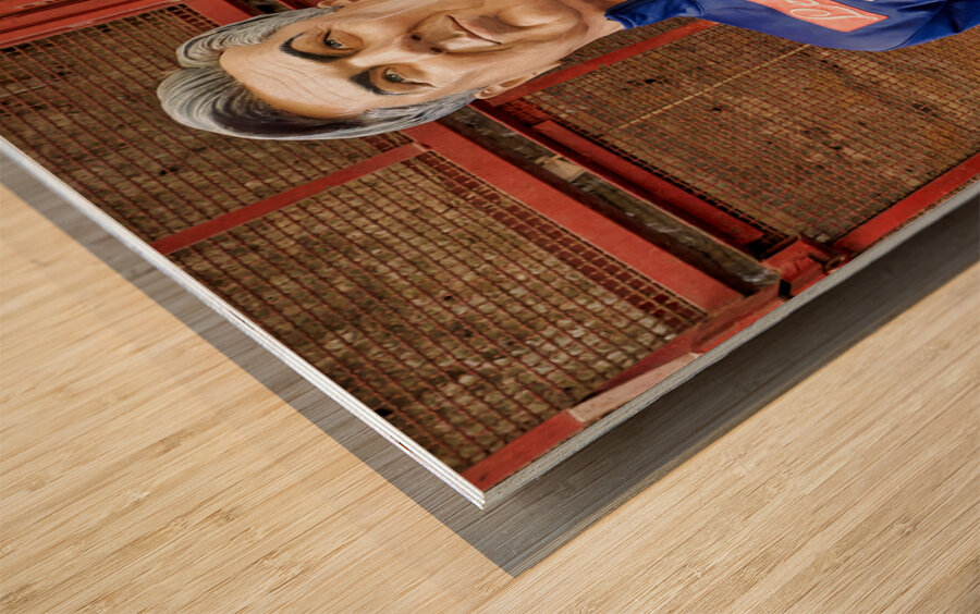 Naples Campania Italy. Statues figurines of the Christmas Nativity Scene in the artisan workshops of Via San Gregorio Armeno Wood print