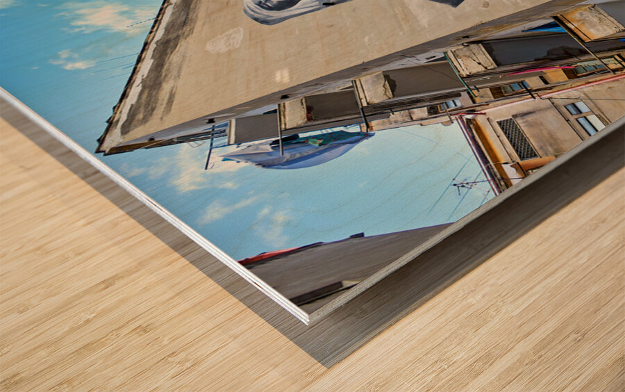 Naples Campania Italy. The famous Argentine artist Francisco Bosoletti has realized in the Spanish Quarter of Naples an enormous murals dedicated to the Pudicizia sculpture by Corradini kept in the Chapel of Sansevero. Quartieri Spagnoli Spanish Quarters  Wood print