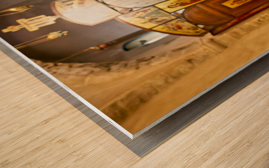 Apulia Puglia Italy. Bari. The Pontifical Basilica of Saint Nicholas. The holy bible Wood print