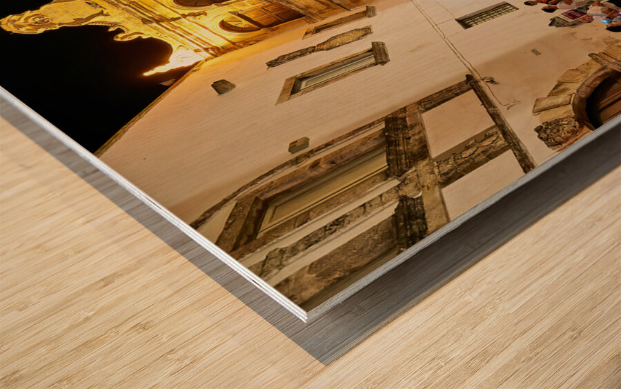 Apulia Puglia Italy. Ostuni. Festival of Saint Orontius. The cavalcata a procession of horses in the streets of the town Wood print