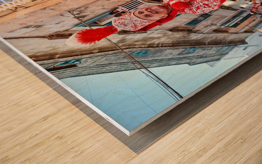 Apulia Puglia Italy. Ostuni. Festival of Saint Orontius. The cavalcata a procession of horses in the streets of the town Wood print