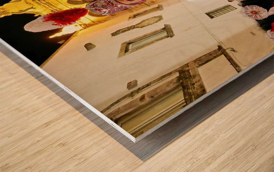 Apulia Puglia Italy. Ostuni. Festival of Saint Orontius. The cavalcata a procession of horses in the streets of the town Wood print