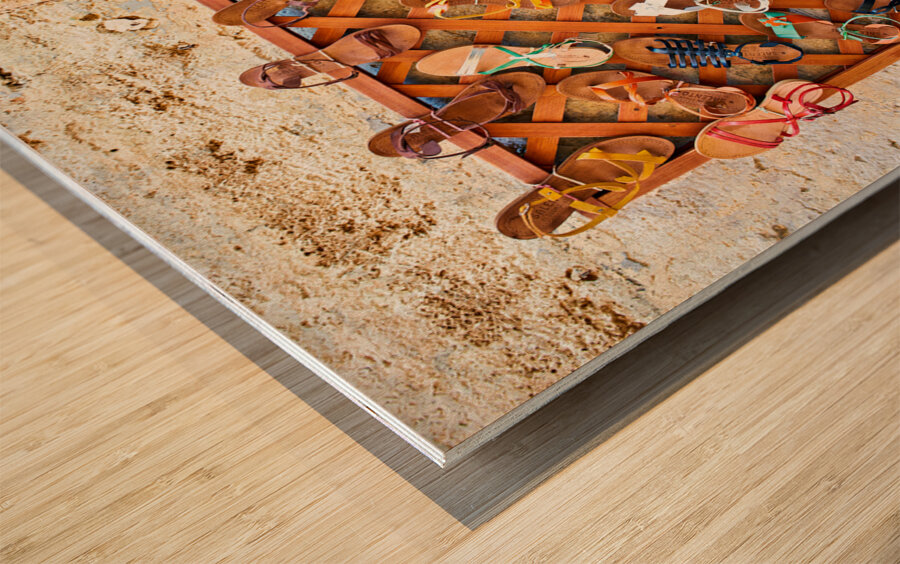 Apulia Puglia Salento Italy. Lecce. Traditional sandals Wood print