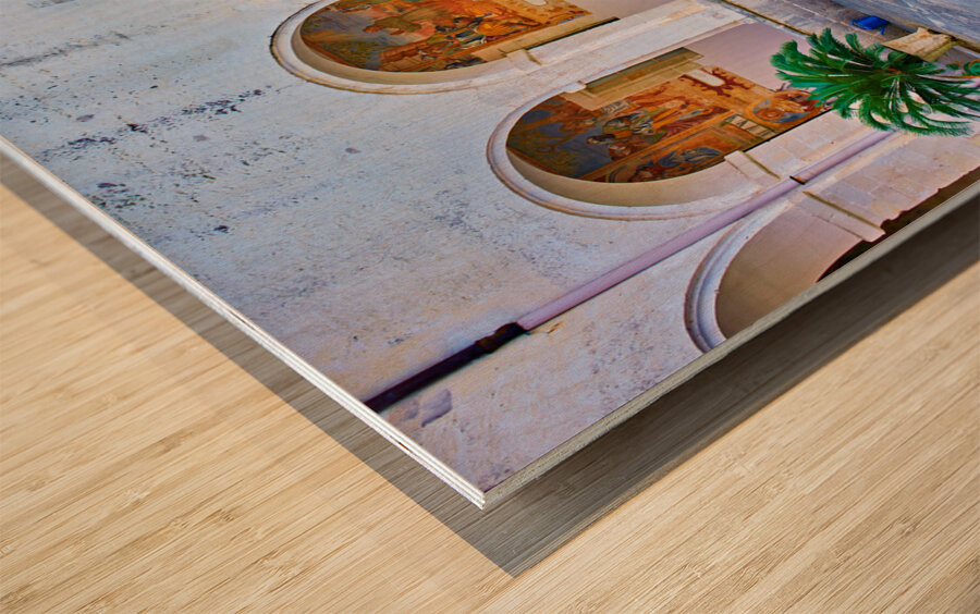 Salento. Apulia Puglia Italy. Galatina. Santa Caterina dAlessandria church. Frescoes in the cloister Wood print