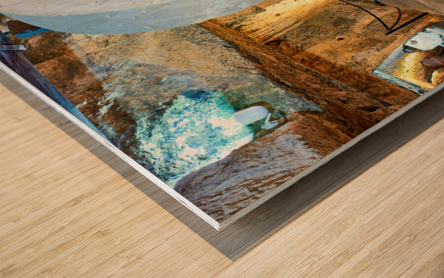 Salento. Apulia Puglia Italy. Gallipoli. Old olives crusher. Frantoio Oleario Ipogeo di Palazzo Granafei Wood print