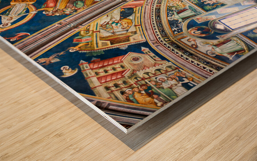 Salento. Apulia Puglia Italy. Galatina. Santa Caterina dAlessandria church. Frescoes by Francesco dArezzo Wood print