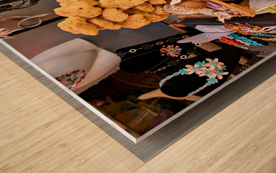 Salento. Apulia Puglia Italy. Gallipoli. Natural sea sponges Wood print