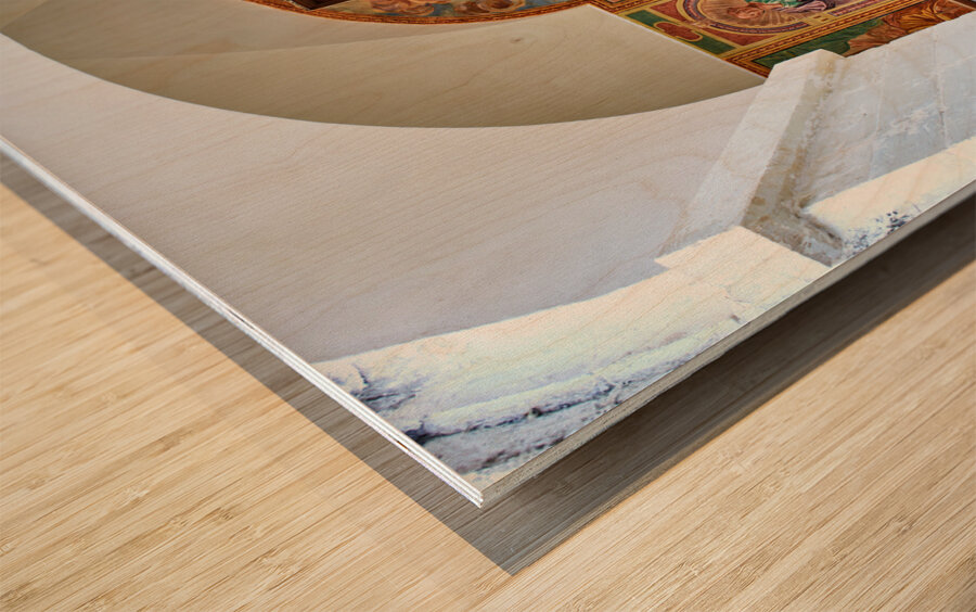 Salento. Apulia Puglia Italy. Galatina. Santa Caterina dAlessandria church. Frescoes in the cloister Wood print