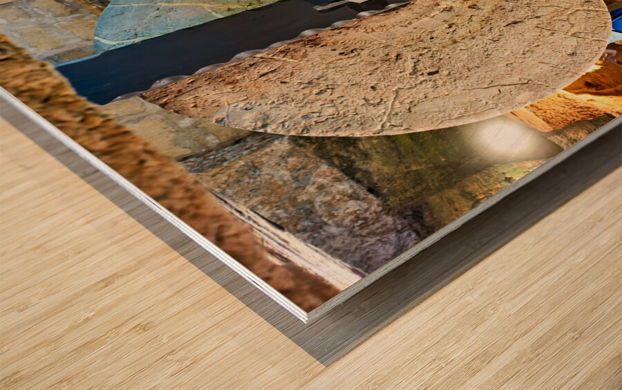 Salento. Apulia Puglia Italy. Gallipoli. Old olives crusher. Frantoio Oleario Ipogeo di Palazzo Granafei Wood print