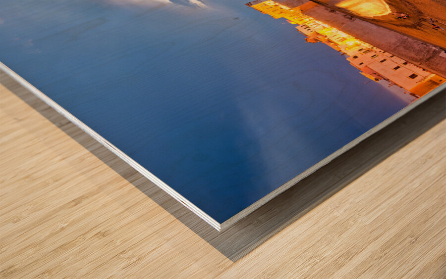 Salento. Apulia Puglia Italy. Gallipoli. Sunset on the waterfront Wood print