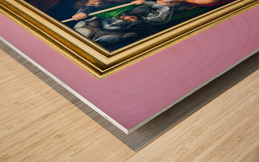 Rome Lazio Italy. The Galleria Nazionale dArte Antica or National Gallery of Ancient Art an art museum in Palazzo Barberini. Mystical Marriage of St. Catherine by Lorenzo Lotto Wood print