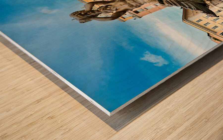 Rome Lazio Italy. Fontana del Tritone Triton Fountain by Bernini in Piazza Barberini Wood print