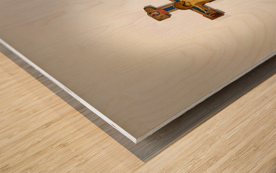 Rome Lazio Italy. The Galleria Nazionale dArte Antica or National Gallery of Ancient Art an art museum in Palazzo Barberini. Medieval crucifix by Berlinghieri and Machilone Wood print