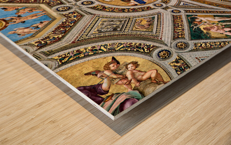 Rome Lazio Italy. The Vatican Museums in Vatican City. Raphael rooms frescoes Wood print