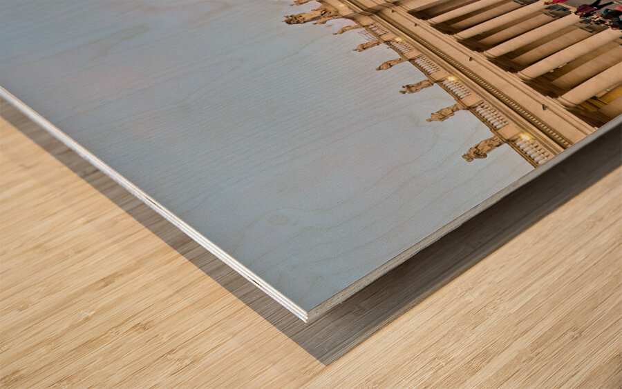 Rome Lazio Italy. Saint Peters Square at dusk. The fountain by Bernini Wood print